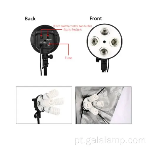 Kit de iluminação profissional de 50x70cm de 50x70cm com lâmpadas E27